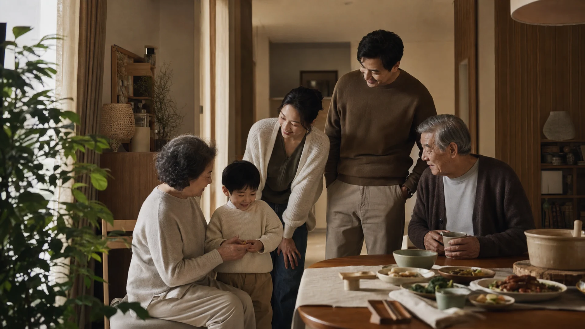 几代家人在家中准备晚餐的温暖时刻(AI 生成示意画面)